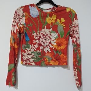 Alice + Olivia floral cropped top